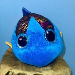 Ty Beanie Boo Aqua Blue Tang Fish Plush 17” Large Sparkle Eyes EUC